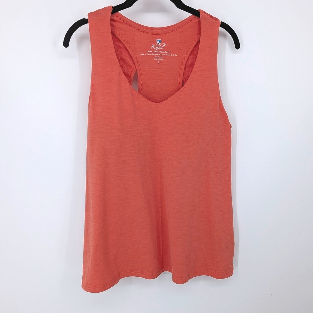 KUHL Tank Top Women Large Orange Coral Racerback Activewear Athleisure Outdoor